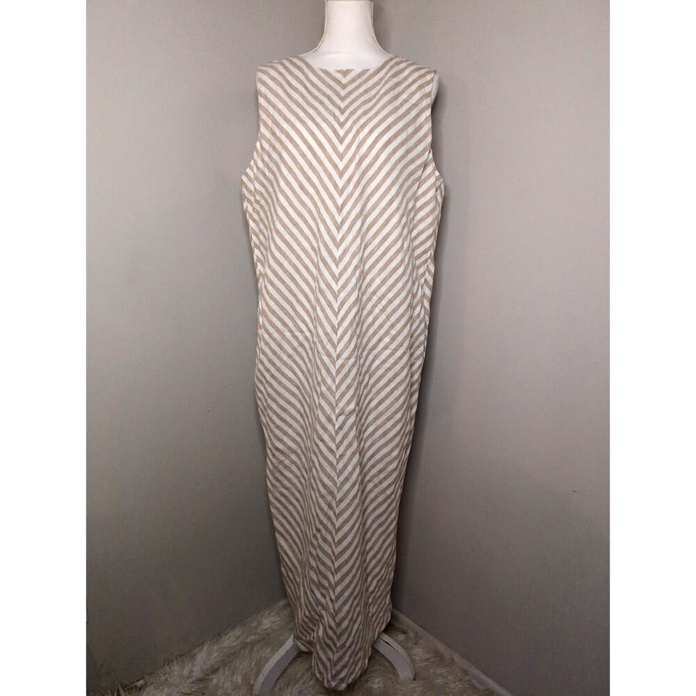 Everlane Bias Cut Linen Maxi Dress Striped Neutral Size 12